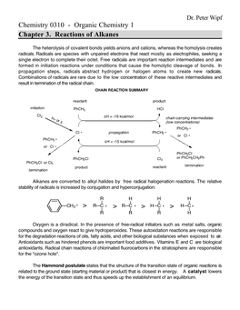 Chemistry 0310 - Organic Chemistry 1 Chapter 3