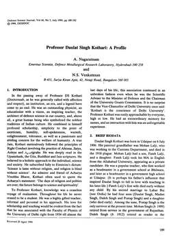 Professor Daulat Singh Kothari: a Profile
