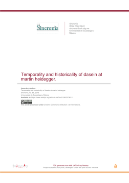 Temporality and Historicality of Dasein at Martin Heidegger