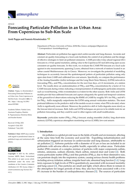 Forecasting Particulate Pollution in an Urban Area: from Copernicus to Sub-Km Scale