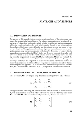 Matrices and Tensors