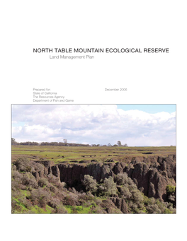 NORTH TABLE MOUNTAIN ECOLOGICAL RESERVE Land Management Plan