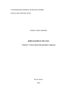 E Outras Telenovelas Pautando a Imprensa Rio De Janeiro 2005