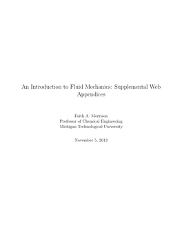 An Introduction to Fluid Mechanics: Supplemental Web Appendices