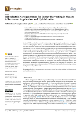 Triboelectric Nanogenerators for Energy Harvesting in Ocean: a Review on Application and Hybridization