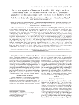 Apicomplexa: Eimeriidae