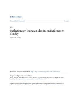 Reflections on Lutheran Identity on Reformation Sunday Thomas W