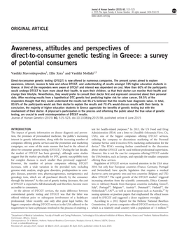 Awareness, Attitudes and Perspectives of Direct-To-Consumer Genetic Testing in Greece: a Survey of Potential Consumers