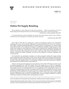 Online Pet Supply Retailing