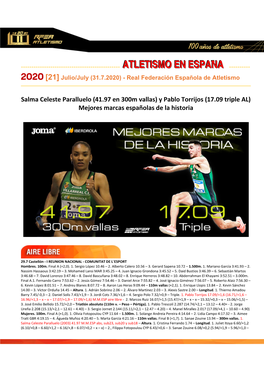 Salma Celeste Paralluelo (41.97 En 300M Vallas) Y Pablo Torrijos (17.09 Triple AL) Mejores Marcas Españolas De La Historia