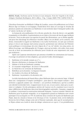 RIESS, Frank, Narbonne and Its Territory in Late Antiquity. from the Visigoths to the Arabs, Ashgate, Farnham-Burlington, 2013