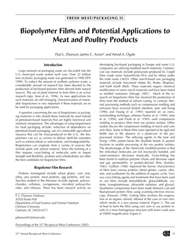 Biopolymer Films and Potential Applications to Meat and Poultry Products