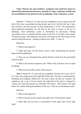 Pleurisy Dry and Exudative: Symptoms and Syndromes Based on Clinical-Instrumental and Laboratory Methods of Study