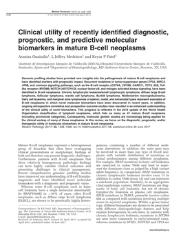 Clinical Utility of Recently Identified Diagnostic, Prognostic, And