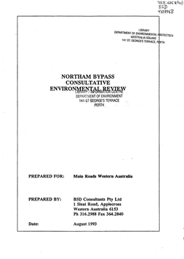 Northam Bypass Consultative Environvw Department of Environment 141 St George's Terrace Perth