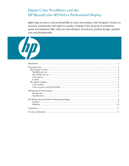 Digital Color Workflows and the HP Dreamcolor Lp2480zx Professional Display