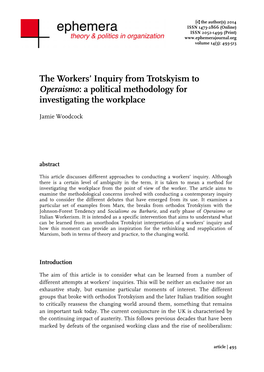 The Workers' Inquiry from Trotskyism to Operaismo