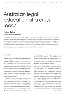 Australian Legal Education at a Cross Roads