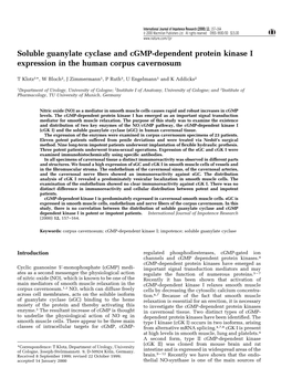 Soluble Guanylate Cyclase and Cgmp-Dependent Protein Kinase I Expression in the Human Corpus Cavernosum