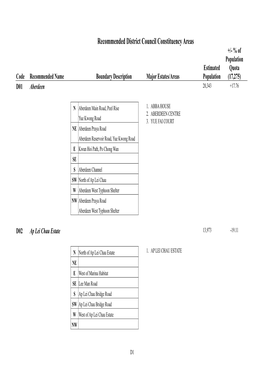 Recommended District Council Constituency Areas