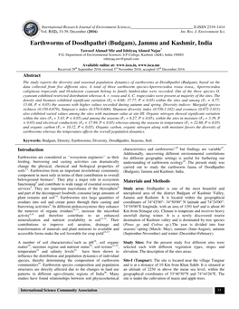 Earthworms of Doodhpathri (Bud S of Doodhpathri (Budgam), Jammu And