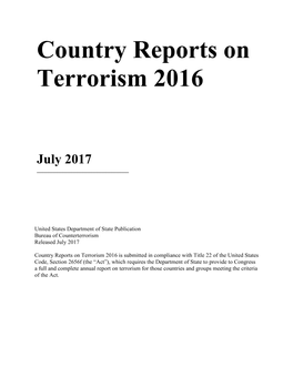 Country Reports on Terrorism 2016