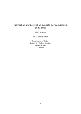 Interaction and Perception in Anglo-German Armies: 1689-1815