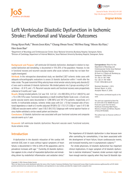 Left Ventricular Diastolic Dysfunction in Ischemic Stroke: Functional and Vascular Outcomes