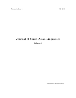 Journal of South Asian Linguistics