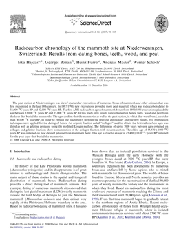 Radiocarbon Chronology of the Mammoth Site at Niederweningen, Switzerland: Results from Dating Bones, Teeth, Wood, and Peat