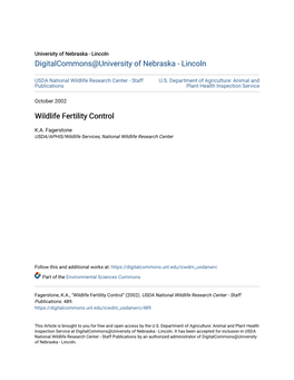 Wildlife Fertility Control