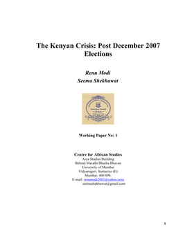 The Kenyan Crisis: How And
