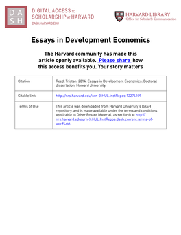 Essays in Development Economics