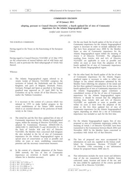 Commission Decision of 10 January 2011 Adopting, Pursuant to Council