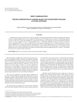 Brief Communication Species Composition of Carrion Blow Flies In