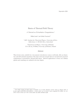 Basics of Thermal Field Theory