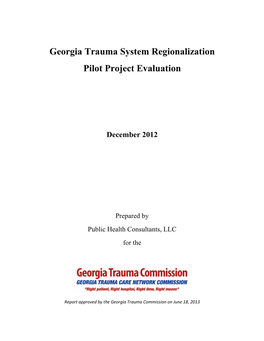 Georgia Trauma System Regionalization Pilot Project Evaluation