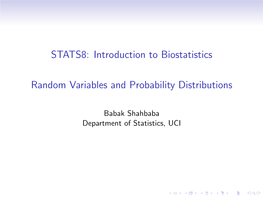 STATS8: Introduction to Biostatistics 24Pt Random Variables And