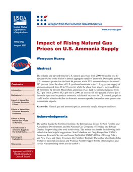 Impact of Rising Natural Gas Prices on U.S. Ammonia Supply