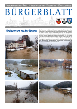 Hochwasser an Der Donau Das Tauwetter Und Die Anhaltenden Regenfälle Führten Übers Wo