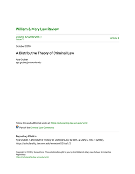 A Distributive Theory of Criminal Law