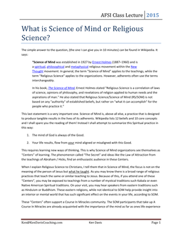 What Is Science of Mind Or Religious Science?