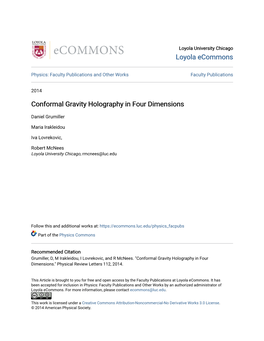 Conformal Gravity Holography in Four Dimensions