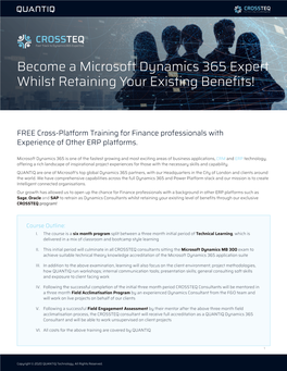 Become a Microsoft Dynamics 365 Expert Whilst Retaining Your Existing Benefits!