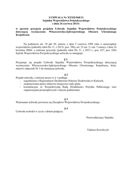 UCHWAŁA Nr XXXII/568/13 Sejmiku Województwa Świętokrzyskiego Z Dnia 26 Czerwca 2013R