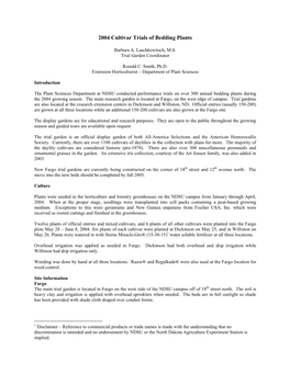 2004 Cultivar Trials of Bedding Plants