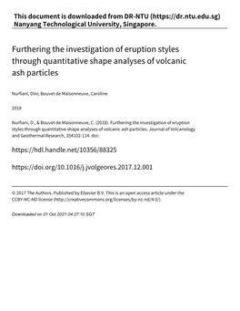 Furthering the Investigation of Eruption Styles Through Quantitative Shape Analyses of Volcanic Ash Particles