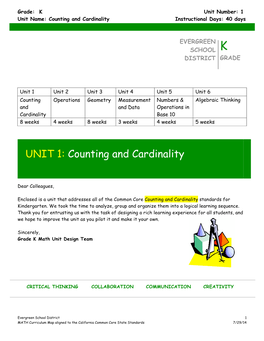 UNIT 1: Counting and Cardinality