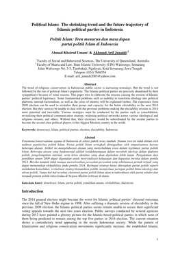 Political Islam: the Shrinking Trend and the Future Trajectory of Islamic Political Parties in Indonesia