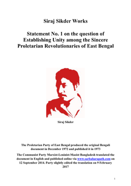 Siraj Sikder Works Statement No. 1 on the Question